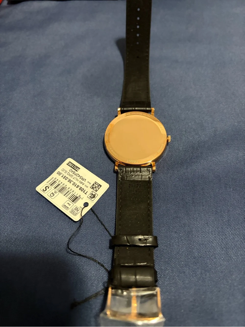 Tissot Black Dial Rose Gold-Tone Case Black Leather Strap Watch